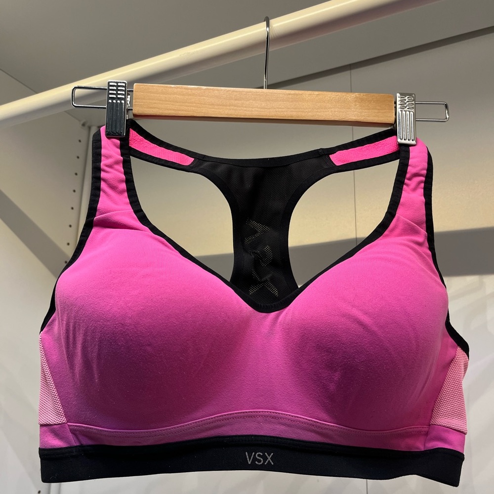 Victoria's Secret VSX Sports Bra Underwire Racerback Max Support Pink Solid 36C